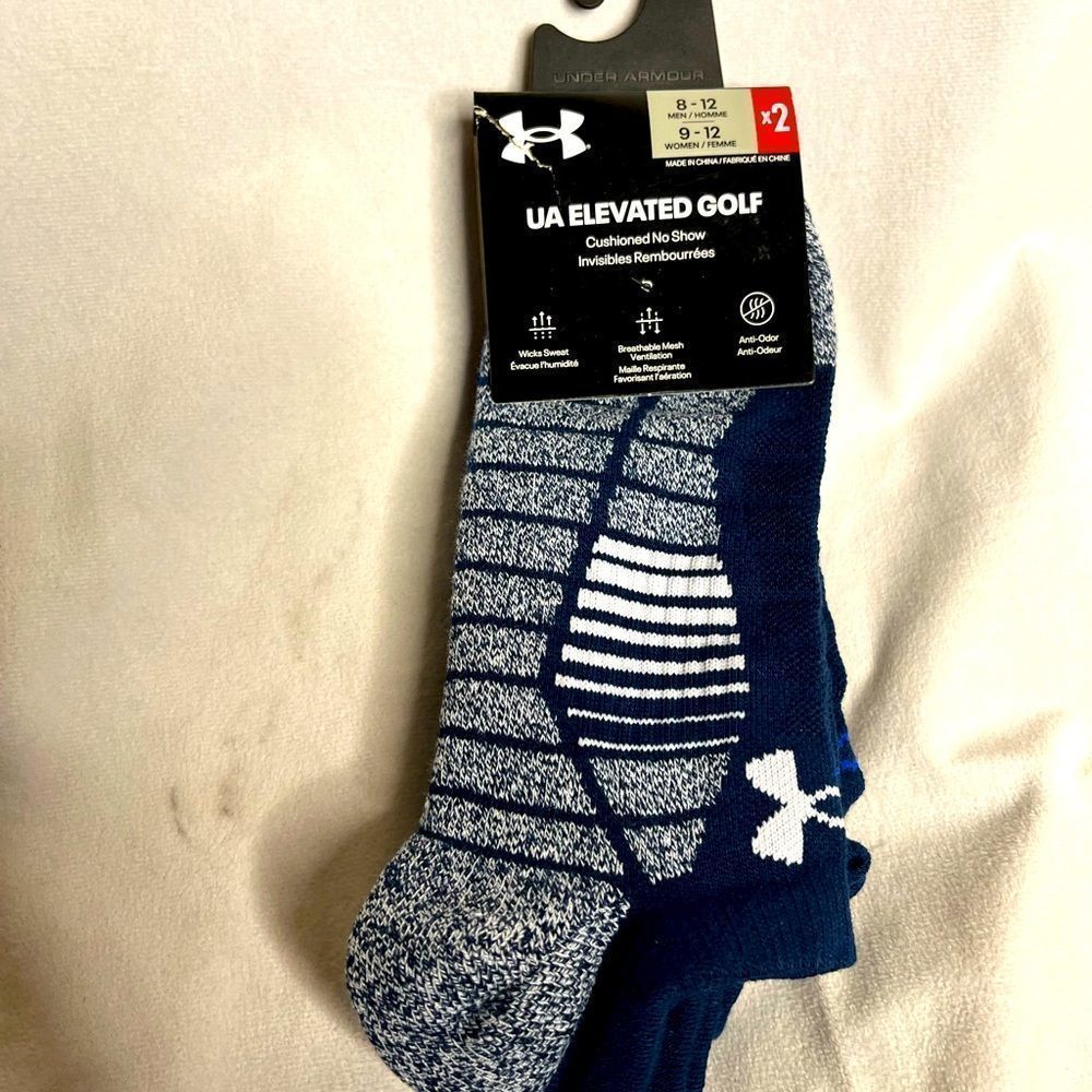 UNDER ARMOUR UA Elevated Golf No Show Tab Socks 2 Pack Men (8-12) Women (9-12)